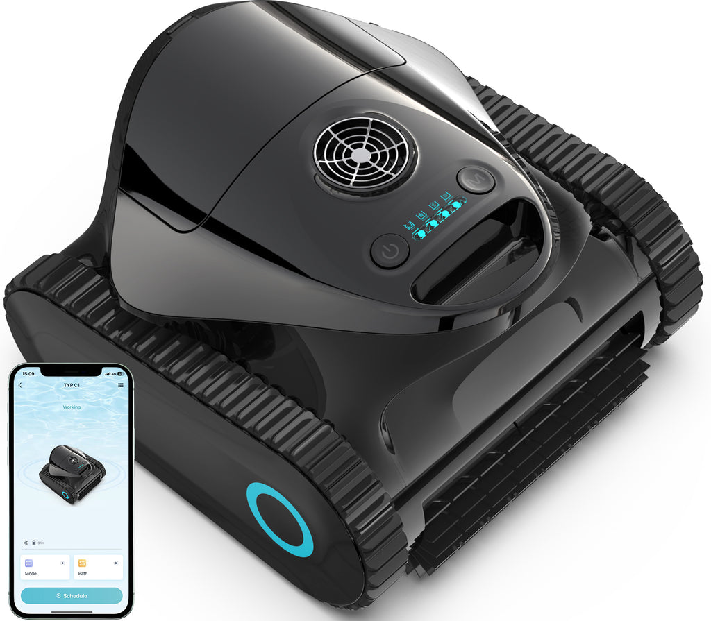 C1 Cordless Robotic Pool Cleaner with Wall Climbing & Waterline Cleaning, Long Runtime, Dual Layers, Automatic Pool Vacuum with APP, Multi Cleaning Modes and Paths, Fast Charging, Obsidian