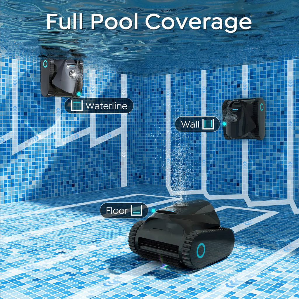 C1 Cordless Robotic Pool Cleaner with Wall Climbing & Waterline Cleaning, Long Runtime, Dual Layers, Automatic Pool Vacuum with APP, Multi Cleaning Modes and Paths, Fast Charging, Obsidian