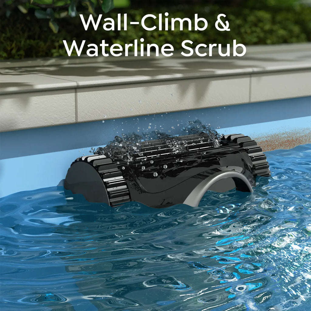 C1 Cordless Robotic Pool Cleaner with Wall Climbing & Waterline Cleaning, Long Runtime, Dual Layers, Automatic Pool Vacuum with APP, Multi Cleaning Modes and Paths, Transparent Slate Navy