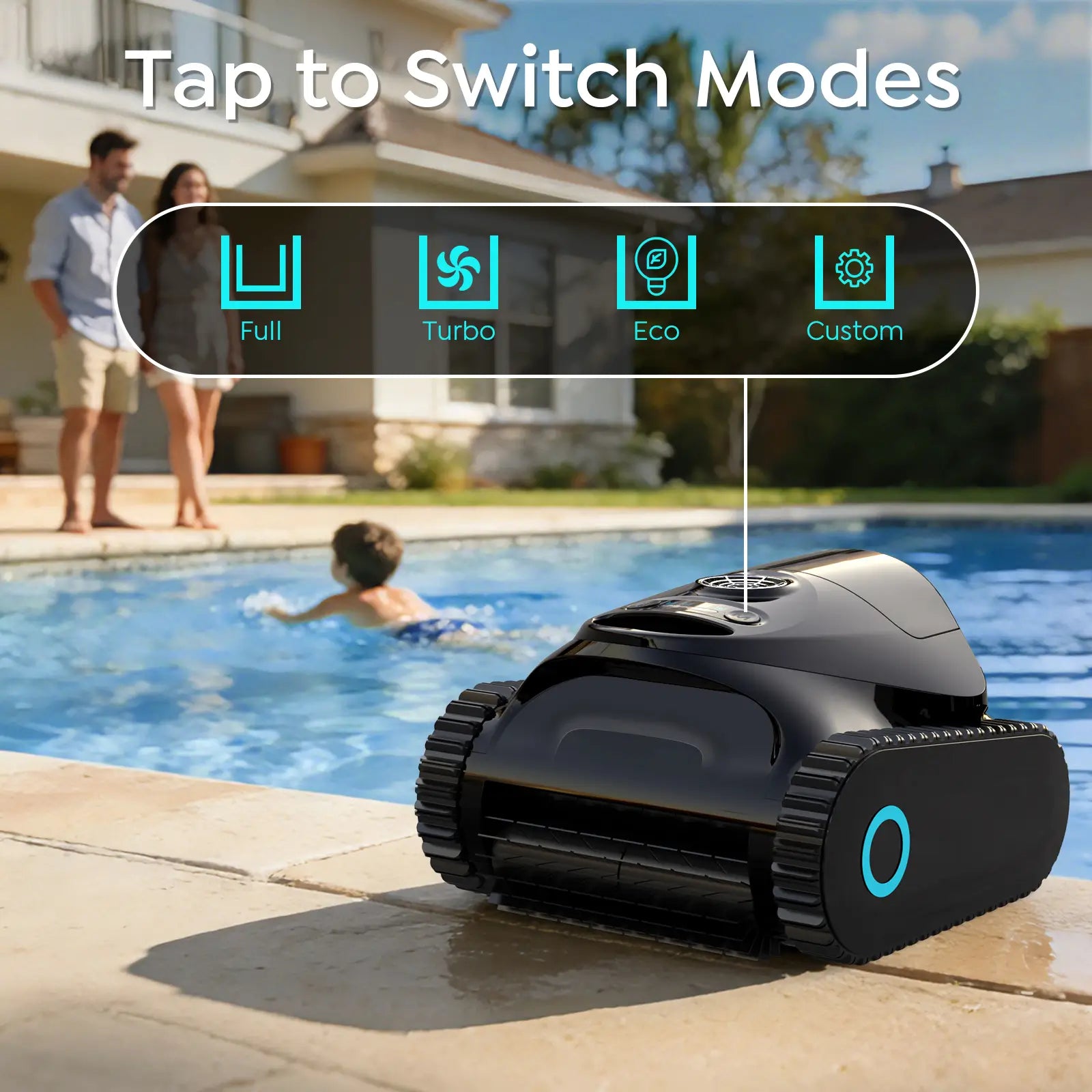 C1 Cordless Robotic Pool Cleaner with Wall Climbing & Waterline Cleaning, Long Runtime, Dual Layers, Automatic Pool Vacuum with APP, Multi Cleaning Modes and Paths, Fast Charging, Obsidian