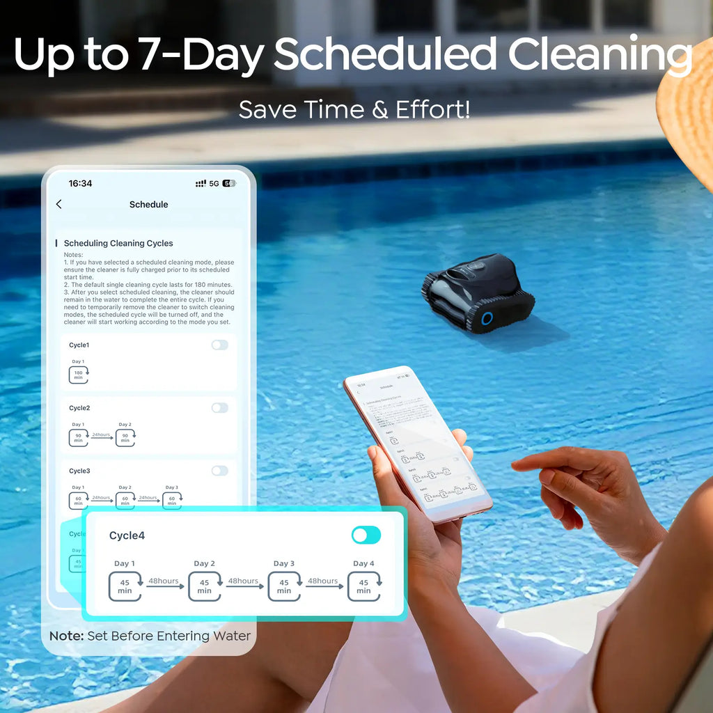 C1 Cordless Robotic Pool Cleaner with Wall Climbing & Waterline Cleaning, Long Runtime, Dual Layers, Automatic Pool Vacuum with APP, Multi Cleaning Modes and Paths, Fast Charging, Obsidian