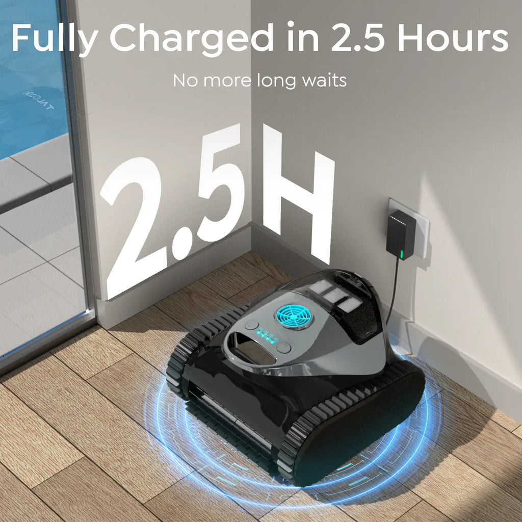 C1 Cordless Robotic Pool Cleaner with Wall Climbing & Waterline Cleaning, Long Runtime, Dual Layers, Automatic Pool Vacuum with APP, Multi Cleaning Modes and Paths, Transparent Slate Navy
