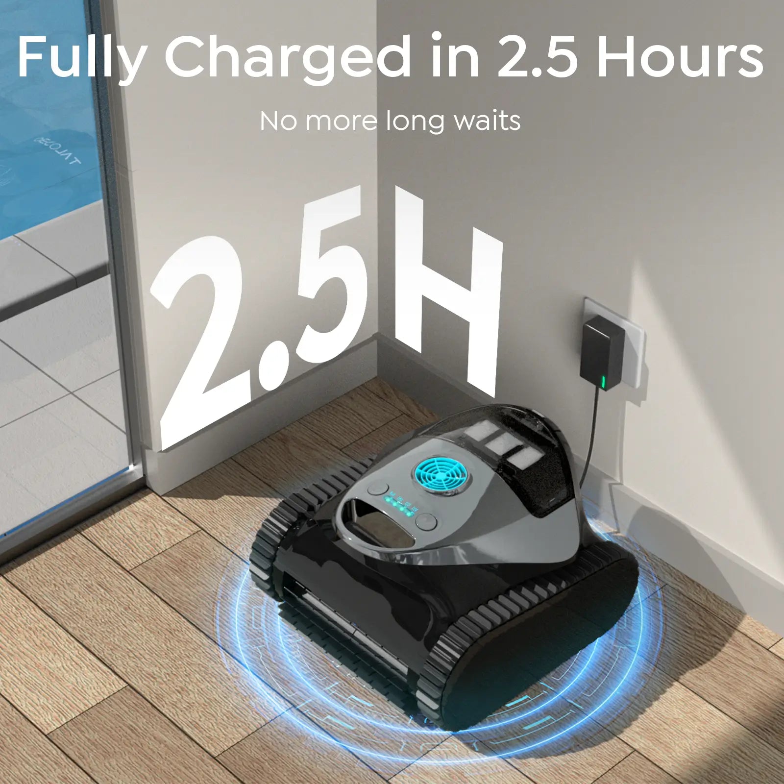 C1 Cordless Robotic Pool Cleaner with Wall Climbing & Waterline Cleaning, Long Runtime, Dual Layers, Automatic Pool Vacuum with APP, Multi Cleaning Modes and Paths, Transparent Slate Navy